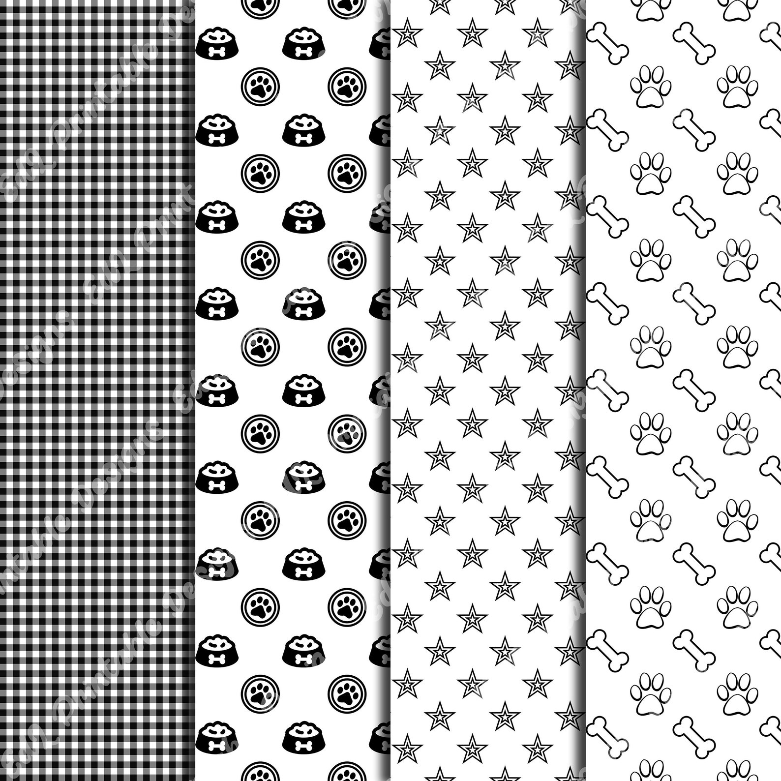 Pup Print Dog Pattern Digital Paper, Puppy Paw Prints, 12x12 (digital Download ...