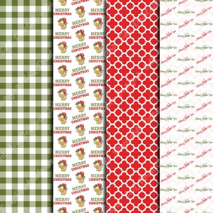 Merry Christmas Digital Papers, Xmas Printable Background, Winter Holiday Scrapbook Paper, Red and Green Paper, New Year Seamless Pattern