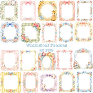 Whimsical Frames PNG Clipart, Invitation Borders, Birthday Frame Image, Baby Shower Scrapbook (Digital Download)