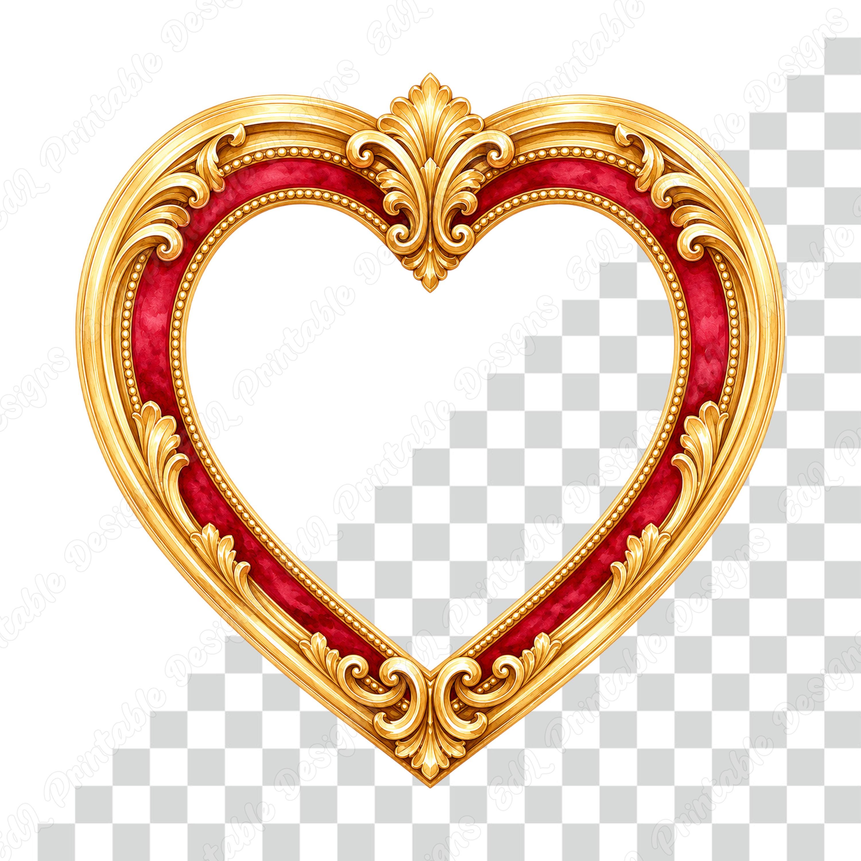 Vintage Heart Frame PNG Clipart, Watercolor Baroque Rococo Frames