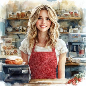 20 hermosas imágenes prediseñadas de panadera, imagen imprimible de chef pastelero, descarga digital de pastelería, paquete de manualidades de papel para álbumes de recortes de chica panadera en formato JPG