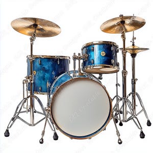 Watercolor Drum Set Clipart, Percussion Instrument Graphics (JPG Digital Download)