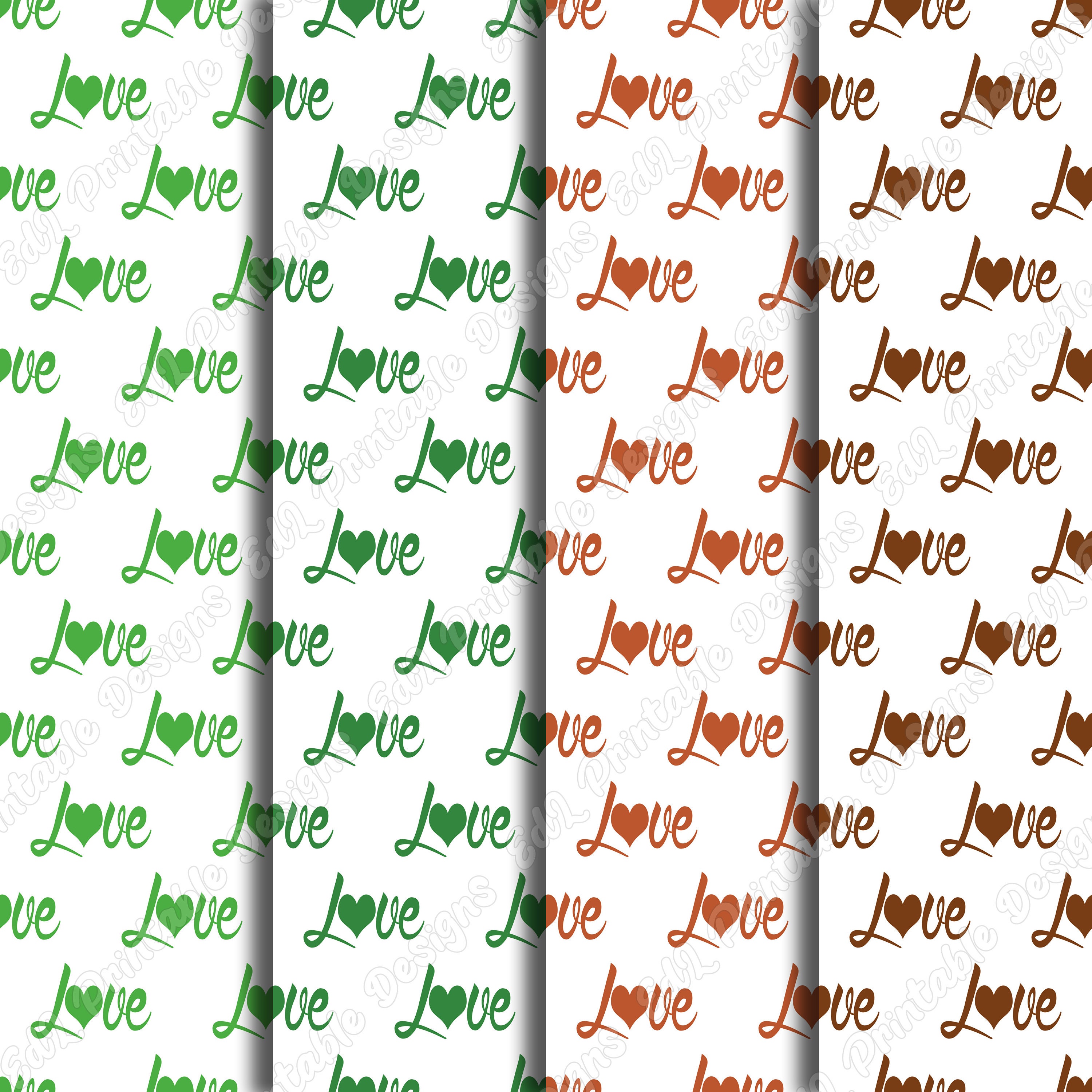 Colorful Love Word Digital Paper, Valentines Day Printable Background ...