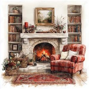20 images clipart de salon cosy, décoration d'intérieur shabby chic, images imprimables, téléchargement numérique de chambre maison de campagne, ensemble JPG d'artisanat en papier pour scrapbooking