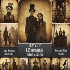 Eng vintage fotovel, spookachtige ephemera, afdrukbaar Halloween (digitale download)