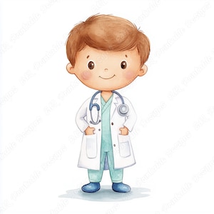 20 imágenes prediseñadas de doctores, imágenes imprimibles de doctores para niños, descarga digital de doctores de hospital, paquete de manualidades de papel para álbumes de recortes de doctores masculinos en formato JPG