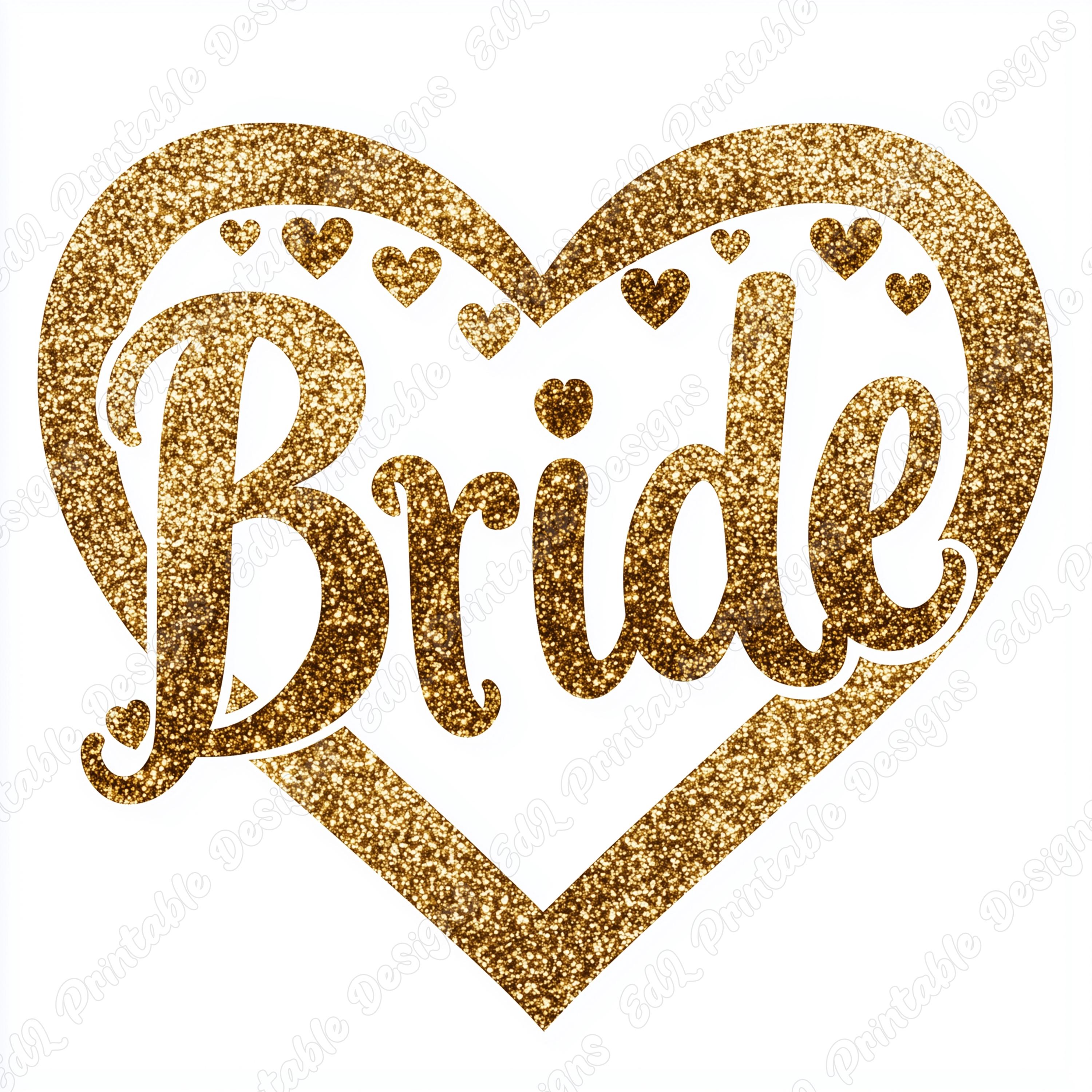 Gold Glitter Bride Word Clipart, Wedding Scrapbooking (JPG Digital ...