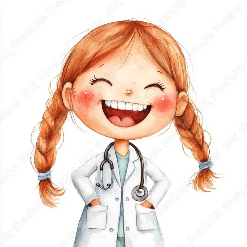 20 Cute Doctor Girl Clip Art, Doctor Kids Printable Images, Hospital Doctor Digital Download, Female Doctor Scrapbooking Paper Craft JPG Set