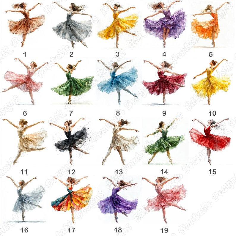 Ballerina Watercolor Clipart, Ballet Girl JPG Images (digital Download ...