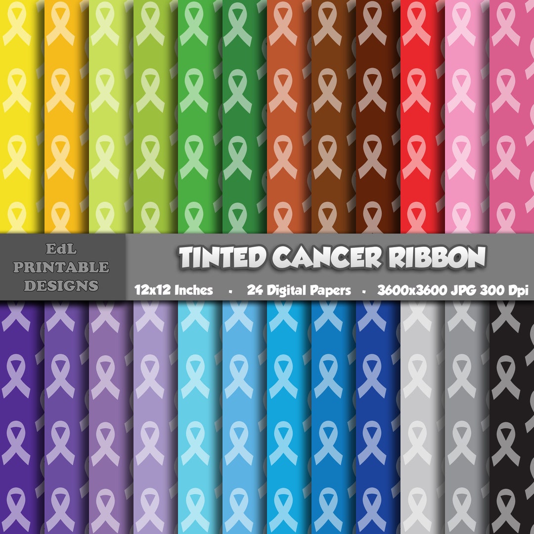 Rainbow Cancer Ribbon Digital Paper, Awareness Pattern (digital ...
