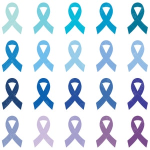 100 Solid Color Cancer Ribbon Clip Art, Rainbow Colorful Breast Cancer Clipart, Awareness Png, Hope Printable Digital Be Strong Clip Art Png