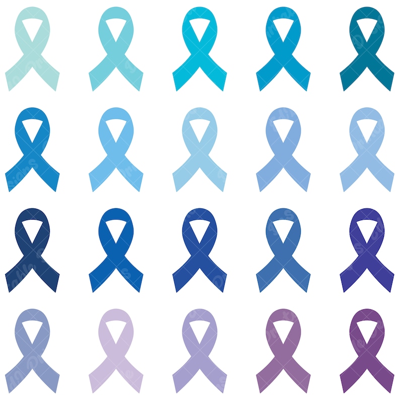 100 Solid Color Cancer Ribbon Clip Art, Rainbow Colorful Breast Cancer Clipart, Awareness Png, Hope Printable Digital Be Strong Clip Art Png