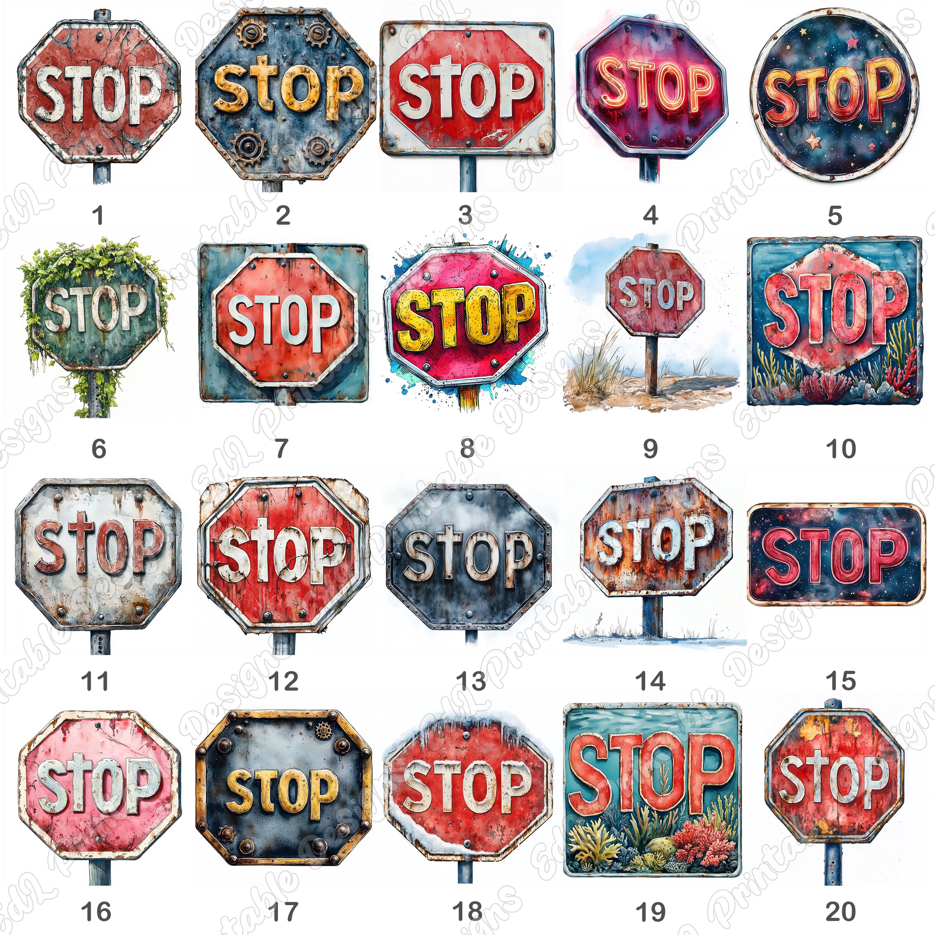 Grunge Stop Sign Clipart, Shabby Chic Traffic, Road Signs
