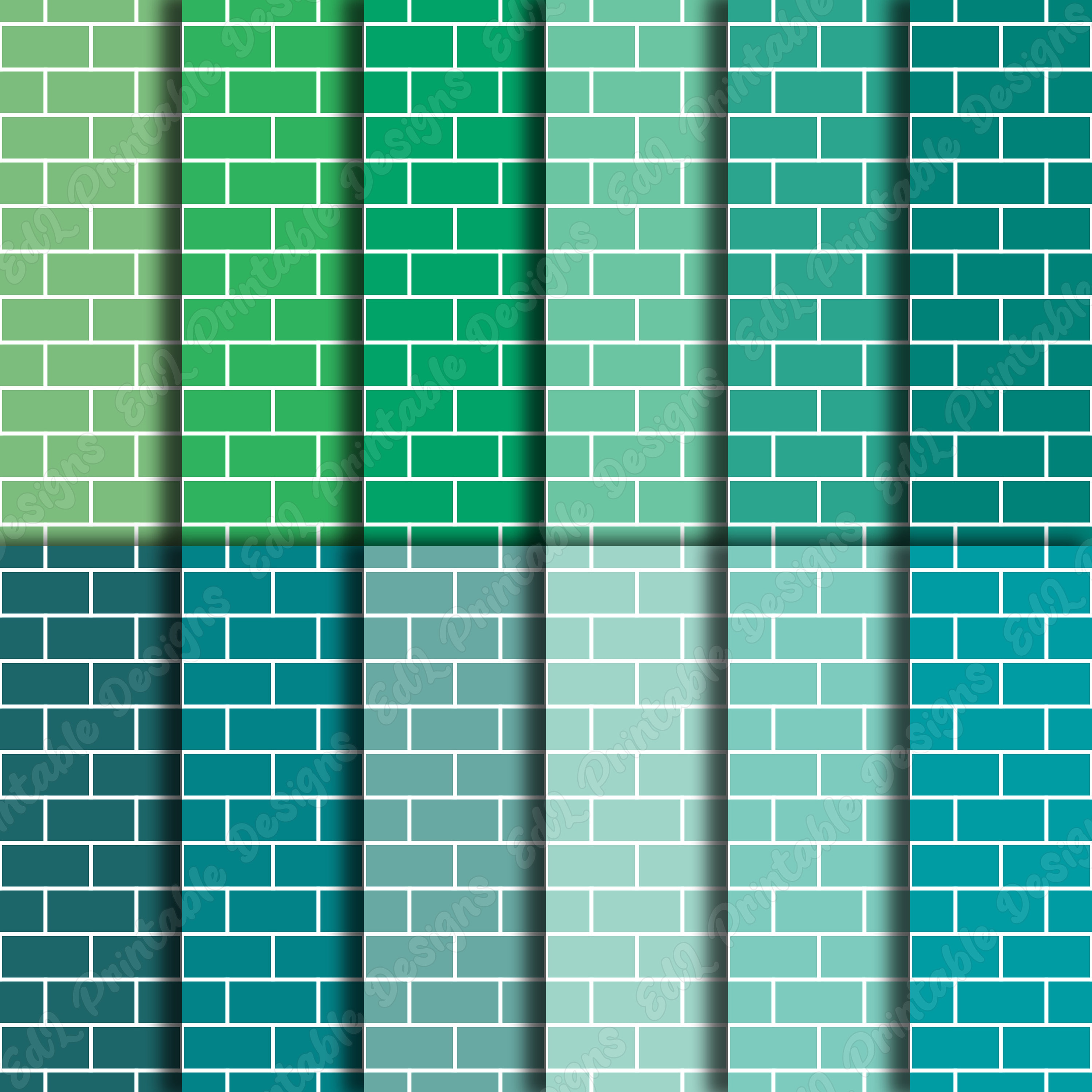 100 Bricks Digital Paper, Colorful Brick Wall Printable Background ...