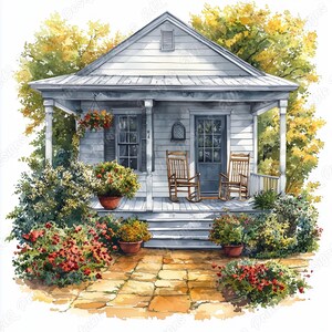 Watercolor Porch Clip Art, Cozy Cottage Veranda (JPG Bundle) - Etsy