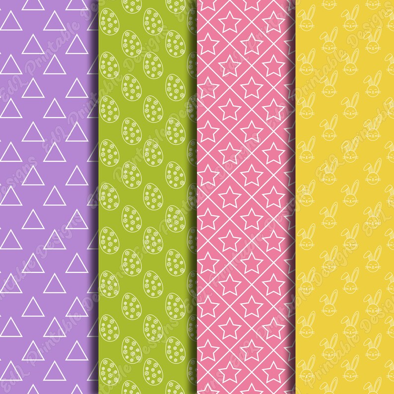 Happy Easter Drawing Pattern Digital Paper, Cute Easter Egg Printable ...