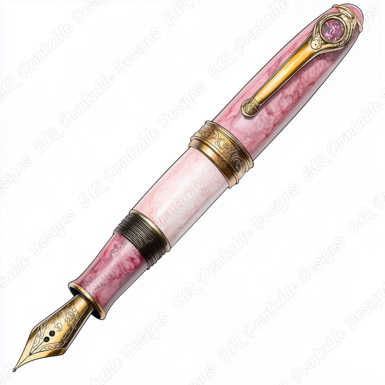 Vintage Fountain Pen Clip Art, Antique Writing Pen Graphics (digital ...