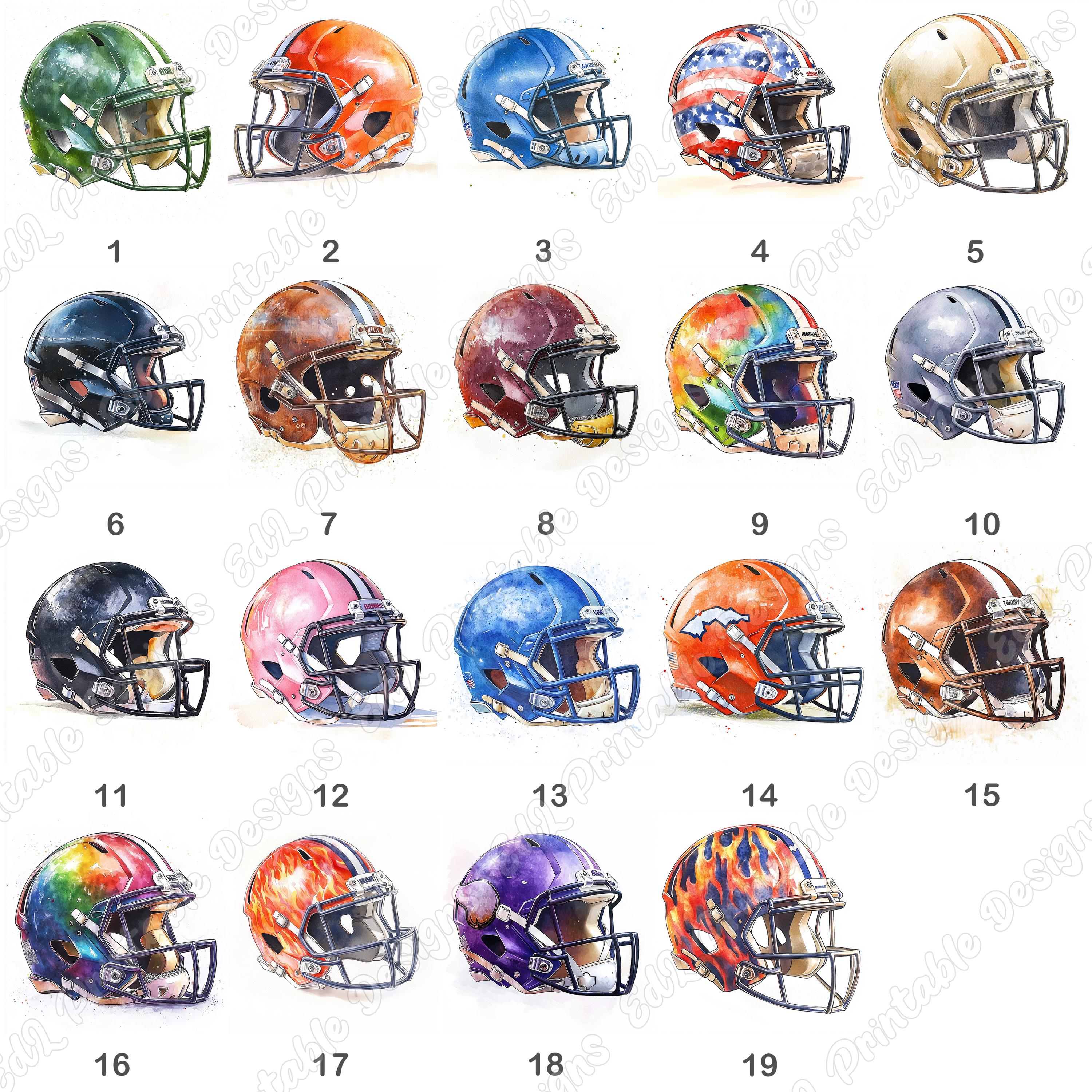 all the football helmets Set of American Helmets. Layered Designs cutting National Football League Background Helmets