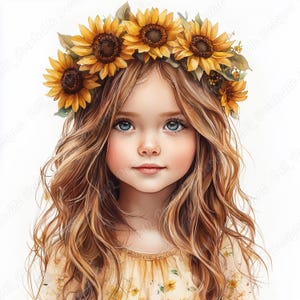 20 imágenes prediseñadas de niña con corona de flores, corona floral imprimible, descarga digital realista de niña dulce, manualidades de papel para scrapbooking (JPG)