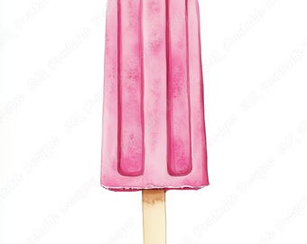 Watercolor Popsicle Clipart, Ice Cream Images, Summer Dessert Scrapbooking (Digital Download)