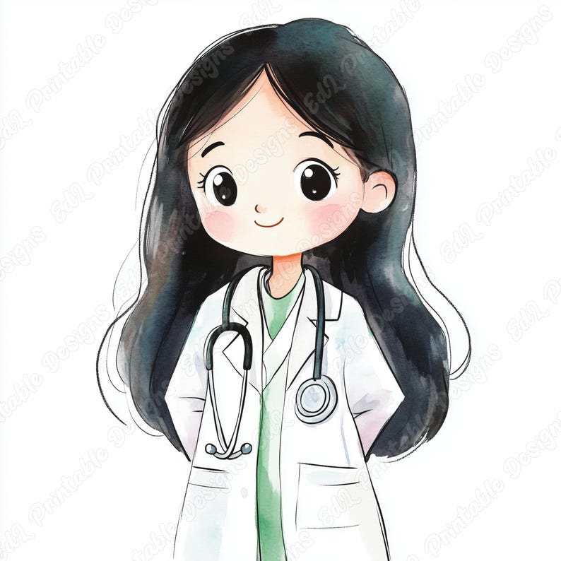 20 Cute Doctor Girl Clip Art, Doctor Kids Printable Images, Hospital Doctor Digital Download, Female Doctor Scrapbooking Paper Craft JPG Set