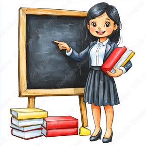 20 imágenes prediseñadas de maestras, imágenes imprimibles de maestras, descarga digital de regreso a la escuela, paquete de manualidades de papel para el día del maestro en formato JPG