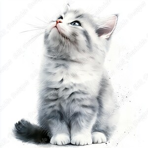 20 Cute Kitten Clip Art, Adorable Animal Printable Images, Watercolor Baby Cat Digital Download, Little Kitten Scrapbooking Paper Crafts JPG