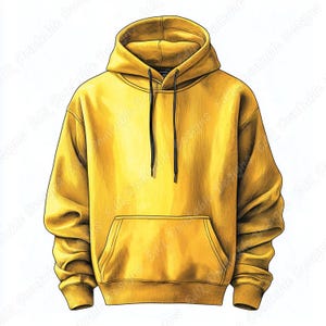 May include: A yellow hoodie with a black drawstring and a front pocket.