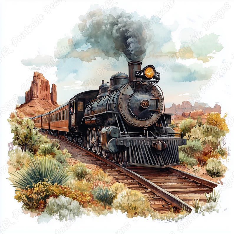 20 Vintage Steam Train Clip Art, Old Train Printable Images, Nostalgic Train Digital Download, Antique Railway Scrapbooking Paper Crafts JPG