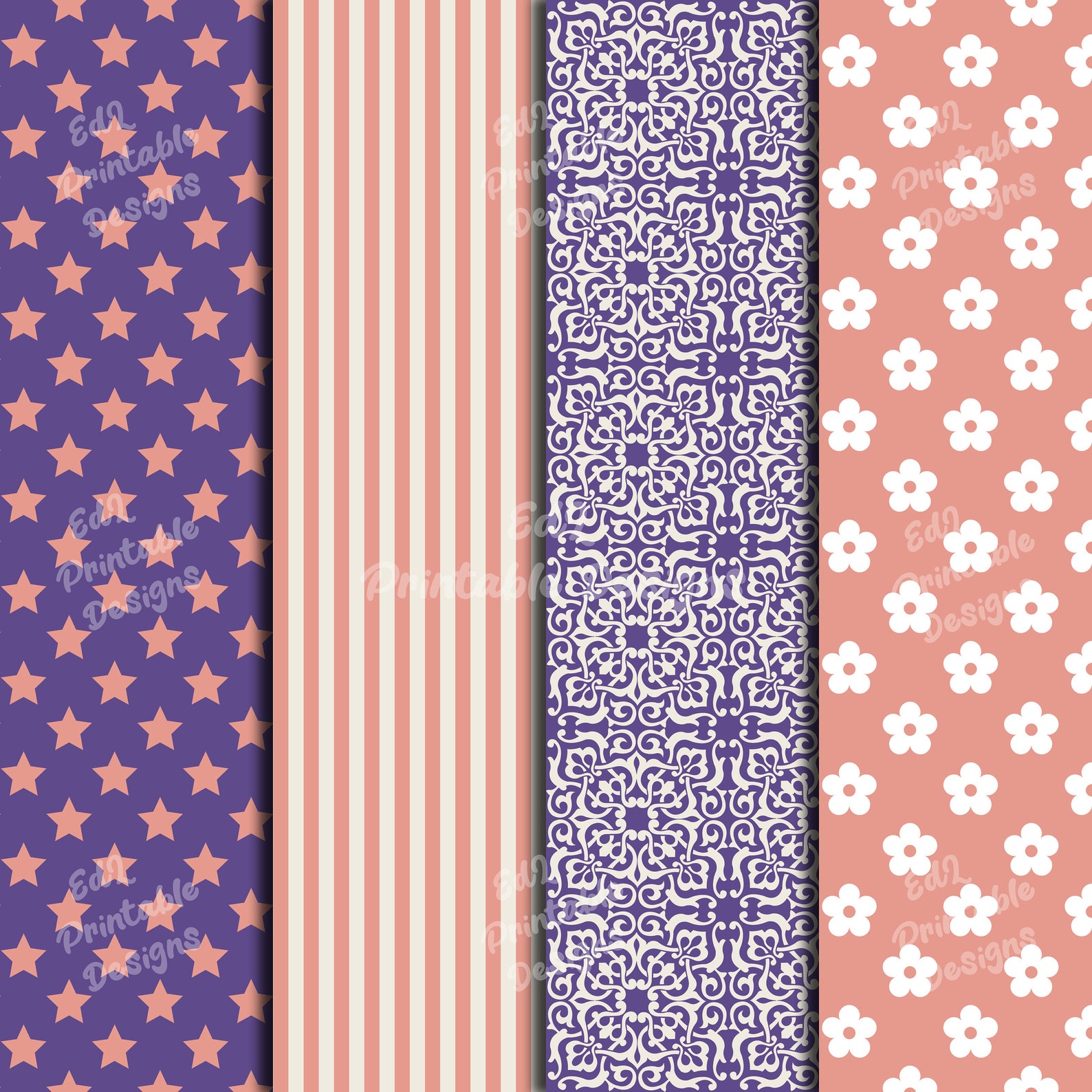 Purple and Pink Digital Paper Pack, Scrapbook Background (set of 24) - Etsy