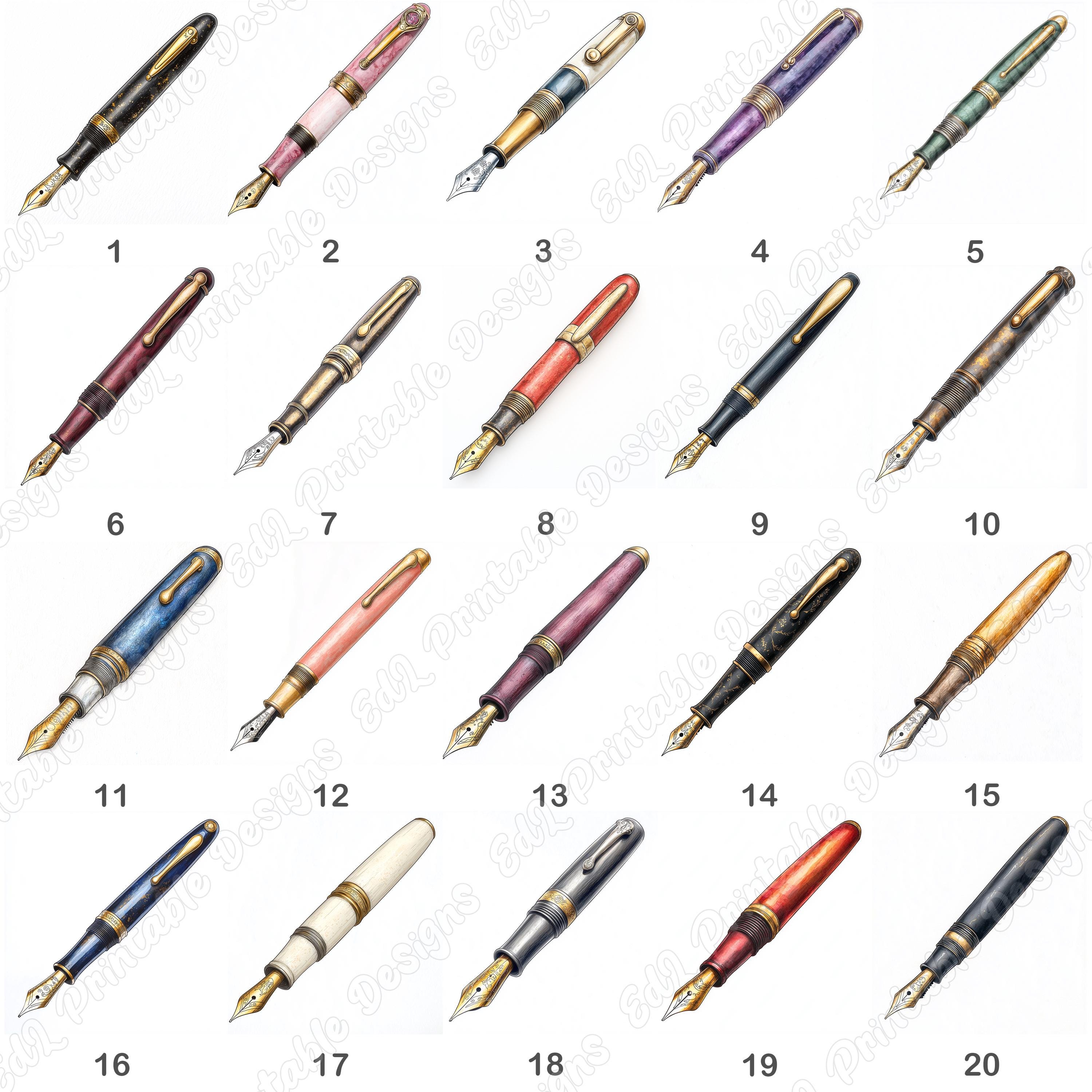 Vintage Fountain Pen Clip Art, Antique Writing Pen Graphics (digital ...