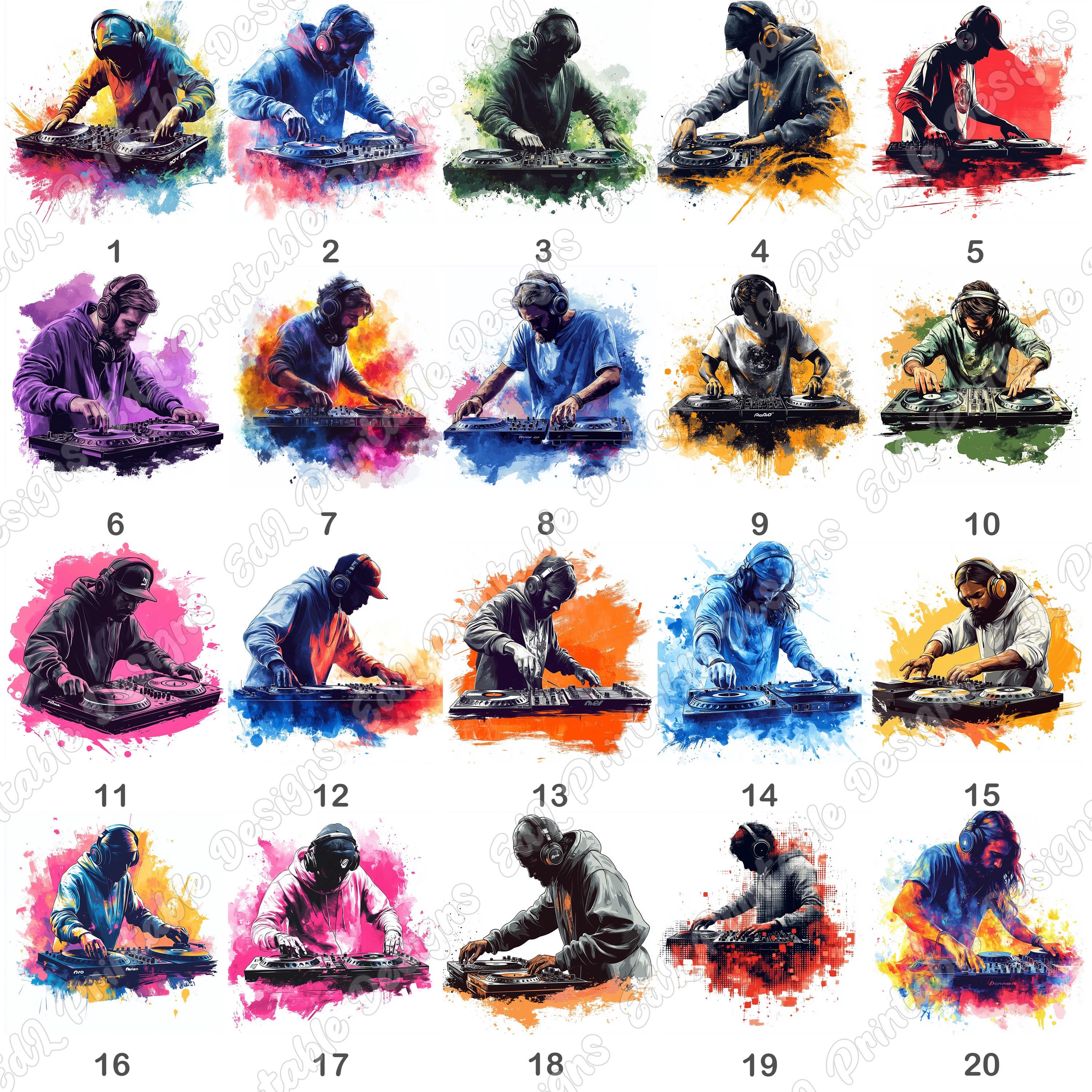 20 Watercolor DJ Clip Art, Disc Jockey Printable Images, DJ