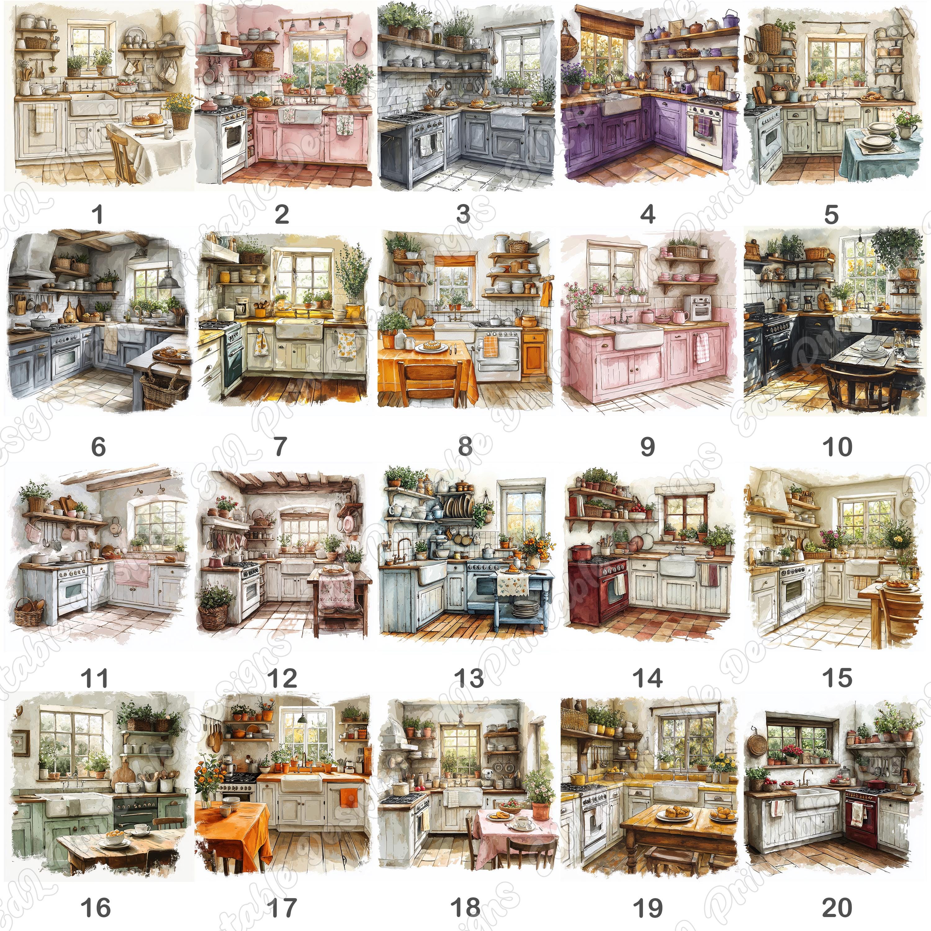 Vintage Kitchen Clip Art, Shabby Chic Watercolor Images (JPG Bundle) - Etsy