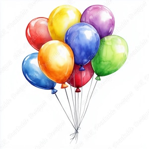 20 Aquarell Luftballons Clip Art, Geburtstag Dekor druckbare Bild, Baby-Dusche digitaler Download, bunt Scrapbooking Papier Handwerk JPG