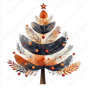 20 Clip Art di Alberi di Natale Scandinavi, Immagine Stampabile di Alberi di Natale Nordici, Download Digitale di Arte Popolare Natalizia, Scrapbooking Paper Craft JPG