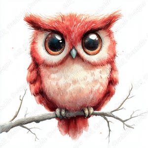 20 Watercolor Cute Owl Clip Art, Woodland Animal Printable Images, Baby Shower Digital Download, Nursery Scrapbooking Paper Craft JPG Bundle