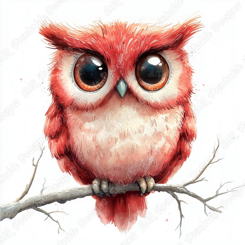 20 Watercolor Cute Owl Clip Art, Woodland Animal Printable Images, Baby Shower Digital Download, Nursery Scrapbooking Paper Craft JPG Bundle