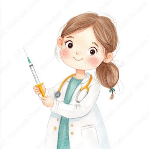 20 Cute Doctor Girl Clip Art, Doctor Kids Printable Images, Hospital Doctor Digital Download, Female Doctor Scrapbooking Paper Craft JPG Set