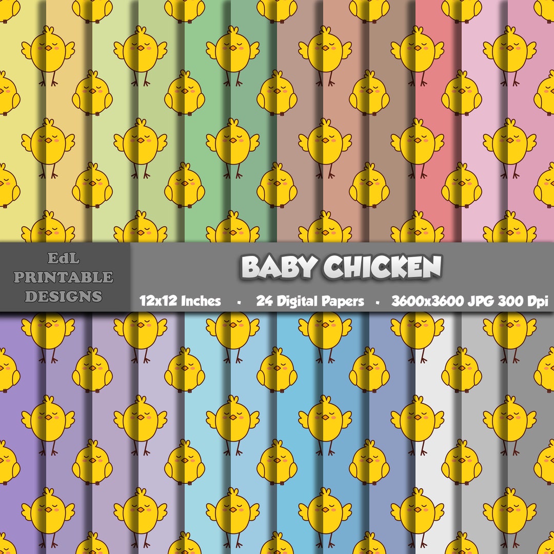 Baby Chicken Digital Paper, Cute Yellow Chicks Printable Background ...