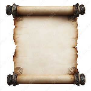 Vintage Fantasy Scroll Clipart, Old Parchment Images, Medieval Royal Paper (Digital Download)