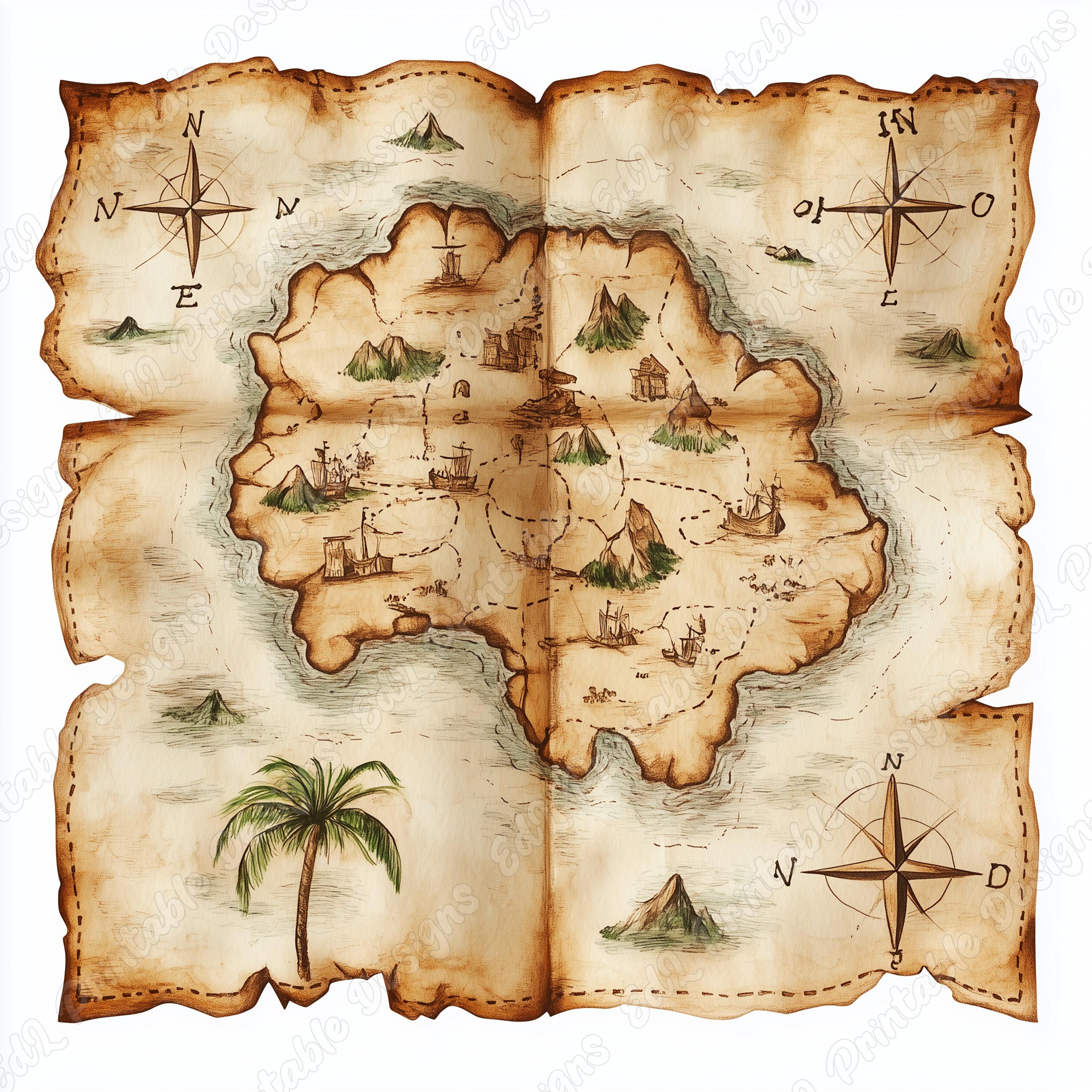 20 imágenes prediseñadas de mapas del tesoro antiguos, imágenes ...