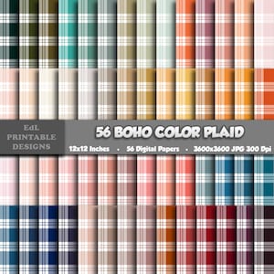 Op de afbeelding: 56 digitale papieren met een verscheidenheid aan ruitpatronen in verschillende kleuren. Elk papier is 12x12 inch en 3600x3600 pixels bij 300 dpi.