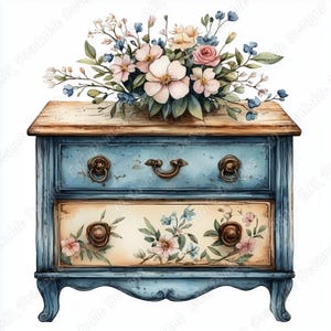 20 Vintage Dresser Clip Art, Victorian Chest of Drawers Printable Image, Ornate Furniture Digital Download, Scrapbooking Paper Craft JPG Set
