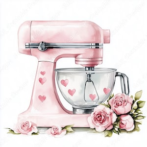 20 keukenmixer en bloemen illustraties, bloemen keukenmixer afdrukbare afbeeldingen, retro keukenmixer digitale download, scrapbooking papier ambachtelijke JPG