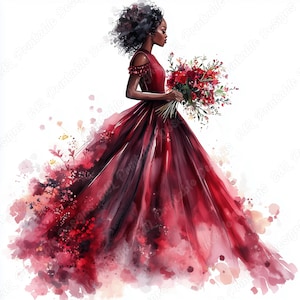 19 Clip Art di donna afroamericana con fiori, Immagini stampabili di ragazza nera, Download digitale di donna afro, Carta per scrapbooking di donna nera JPG