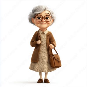 20 Elderly Woman in A Dress Clip Art, Cute Grandma Printable Image, Cartoon Old Ladies Digital Download, Scrapbooking Paper Craft JPG Bundle