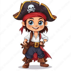 20 imágenes prediseñadas de niños piratas adorables, imágenes imprimibles de niños piratas de dibujos animados, descarga digital, conjunto de manualidades de papel para álbumes de recortes de niños piratas pequeños