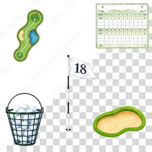 Golf Watercolor PNG Clipart, Printable Golf Birthday Images, Sports Party Digital Download, Fathers Day Scrapbooking Paper Crafts Bundle