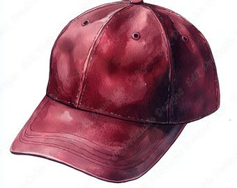 Grafika wektorowa z czapką golfową w kolorze akwarelowym, ilustracja czapki trucker (pobieranie cyfrowe JPG)
