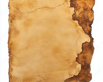 May include: A textured, burnt-edged, parchment paper background with a light brown colour.